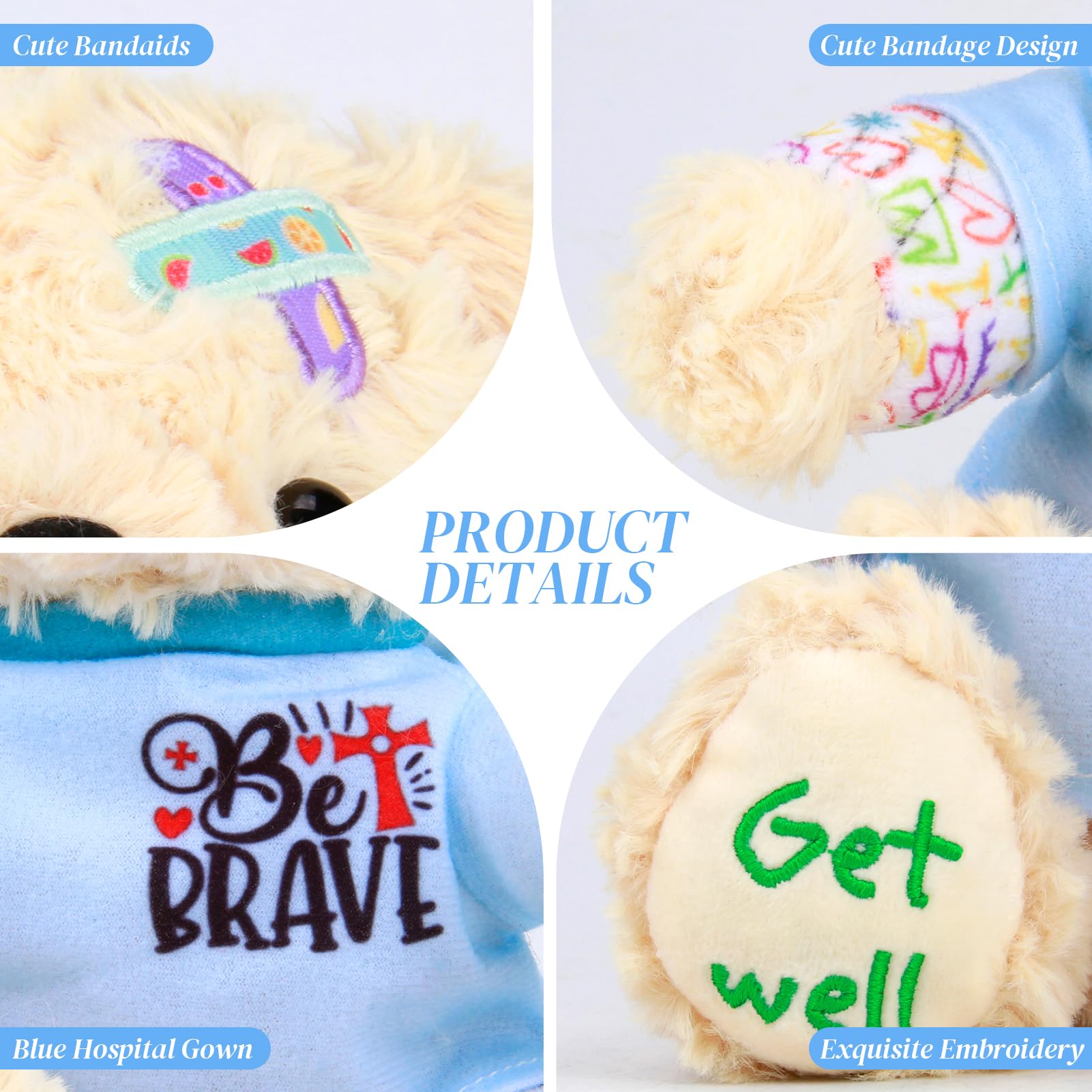 Get Well Soon Gifts for Kids - Get Well Soon Bear Stuffed Animal, Broken Arm Leg Gifts for Kids Adult After Surgery, 8 Inch Soft Get Well Teddy Bear