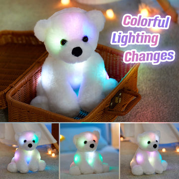 BSTAOFY Glow Polar Bear Light up Stuffed Animal LED Night Light Bear Soft Plush Toy Adorable Birthday Mother's Children's Day Valentines for Toddler