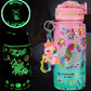 Bemetu Glow in the Dark Decorate Your Own Water Bottle Kits for Girls Age 4 5 6 7 8 9 10, Unicorn Diamond Painting Crafts Stickers, Fun Arts