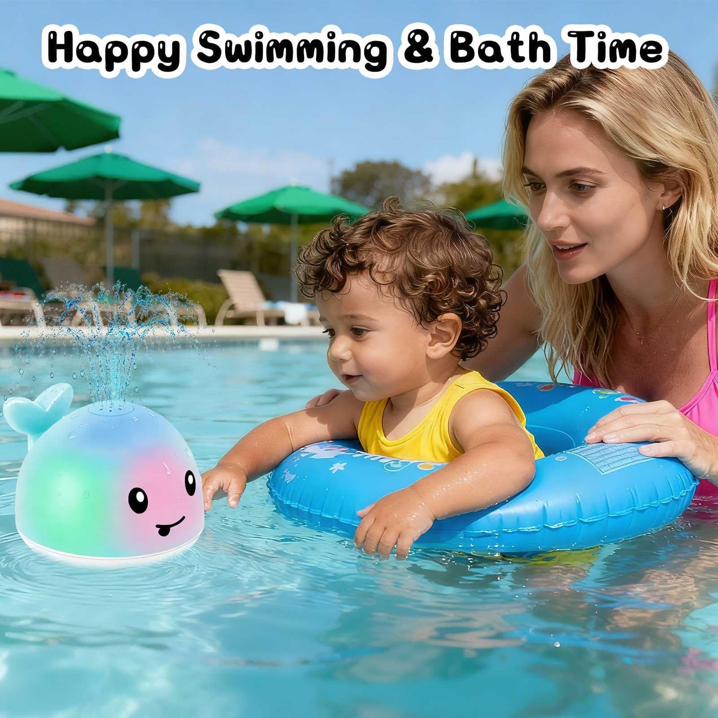 Baby Bath Toys 6-12-18 Months - Christmas Stocking Stuffers For Kids Ages 1-3 1 2 3 Year Boy Girl Gifts, Infant Baby Gifts Light Up Whale Bath Toy
