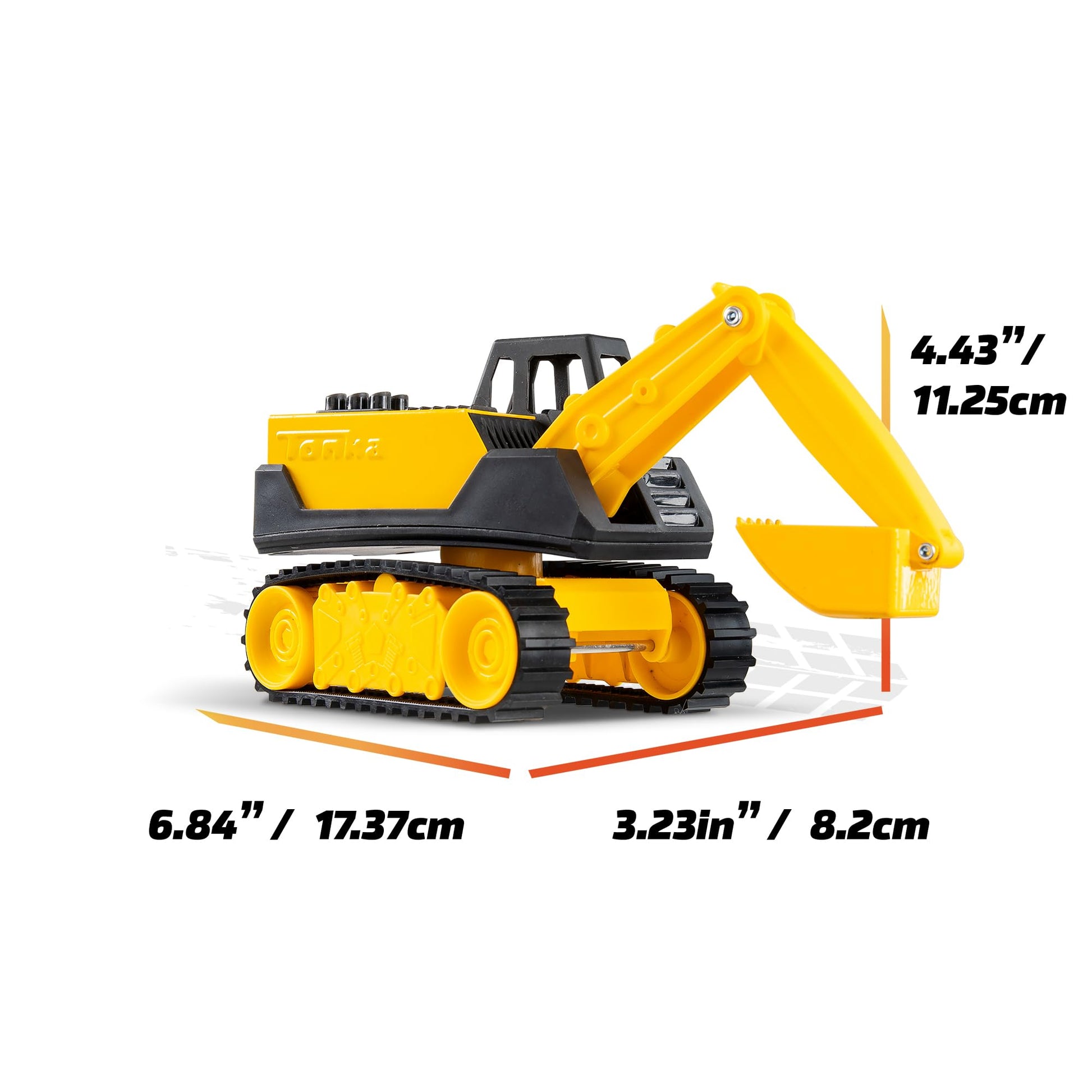 Basic Fun Tonka Mini Steel Classics Excavator - Steel Construction, Movable Grappling Basket, Riding Caterpillars, Classic Yellow Design - Perfect