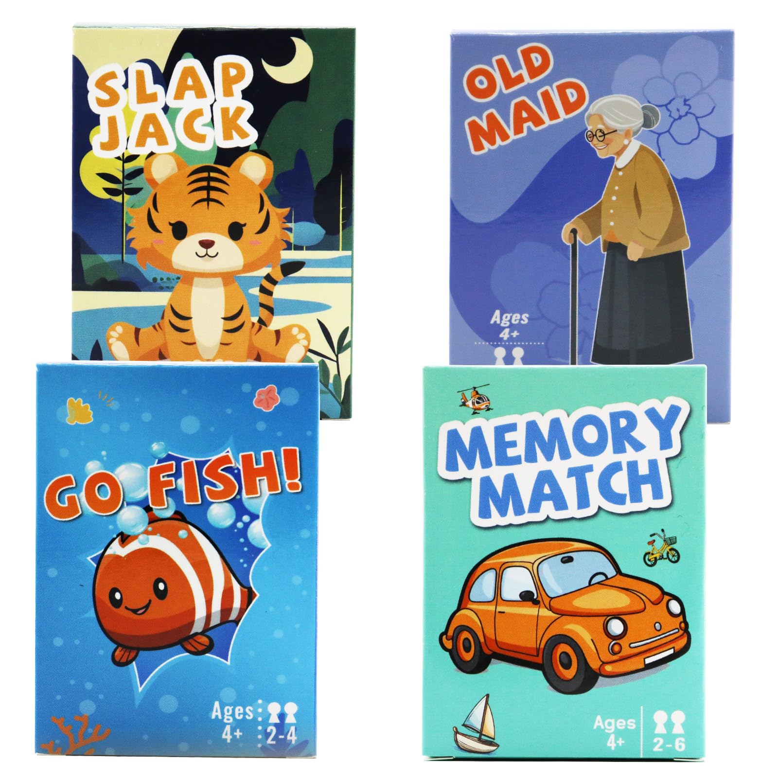 Card Games for Kids Ages 4-8, Go Fish,Old Maid Card Game and Memory Games Card, Fun Classic Kid Toddlers Games for Family Game Night Party Travel