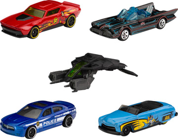 Hot Wheels Batman 5-Pack, Set of 5 Batman-Themed Toy Cars in 1:64 Scale (Styles May Vary)
