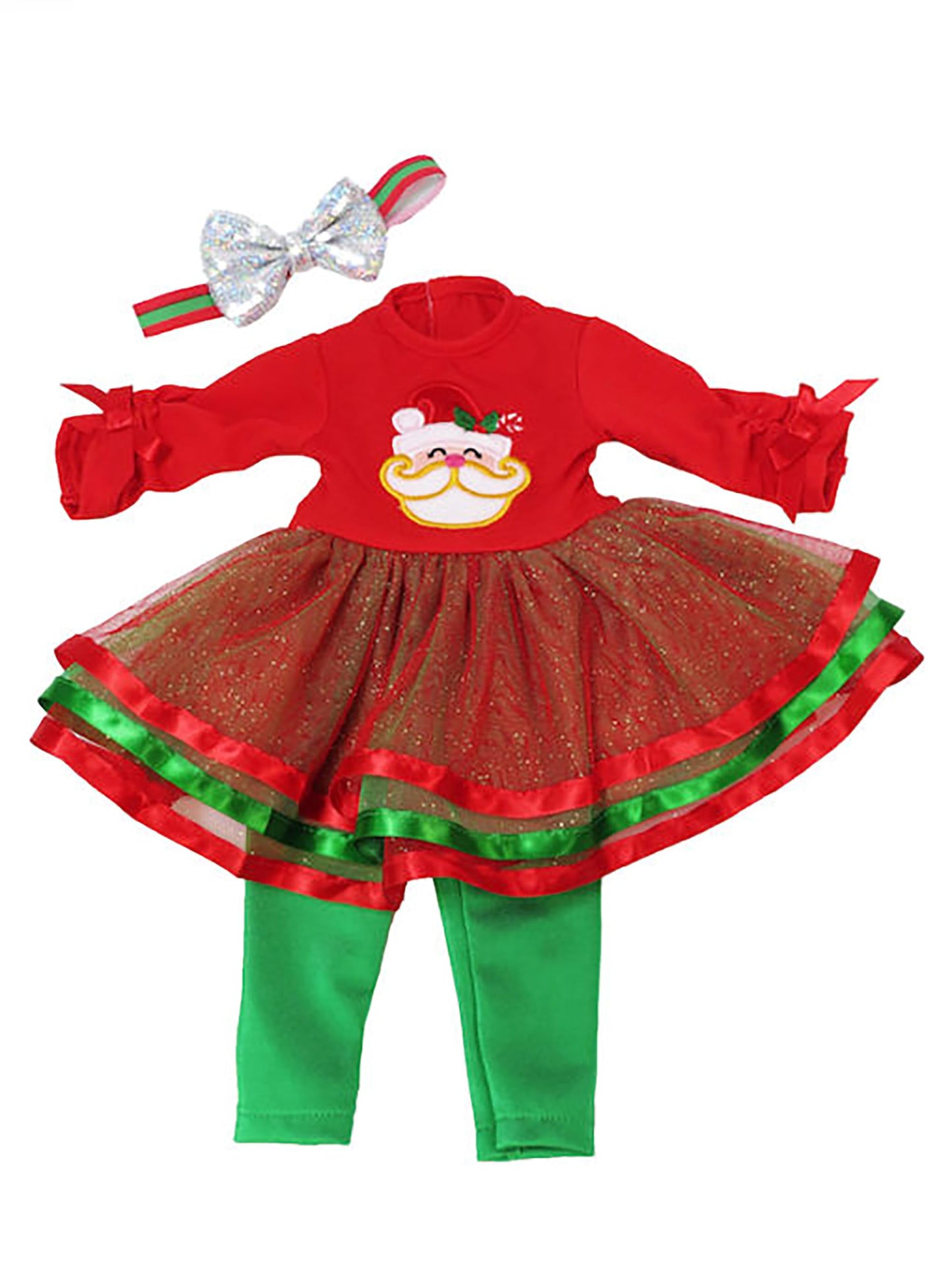 Red and Green Santa Christmas Dress for 18-Inch Dolls | Premium Quality & Trendy Design | Dolls Clothes