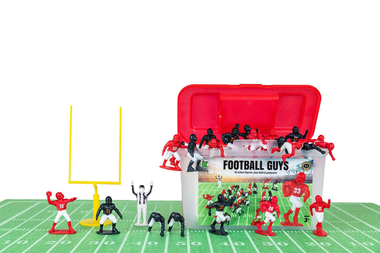 Kaskey Kids Football Guys, Red White vs. Navy White, 30 Pieces in Each Set, Includes 2 Teams, Accessories, and Travel Storage Case, Nostalgic Sports