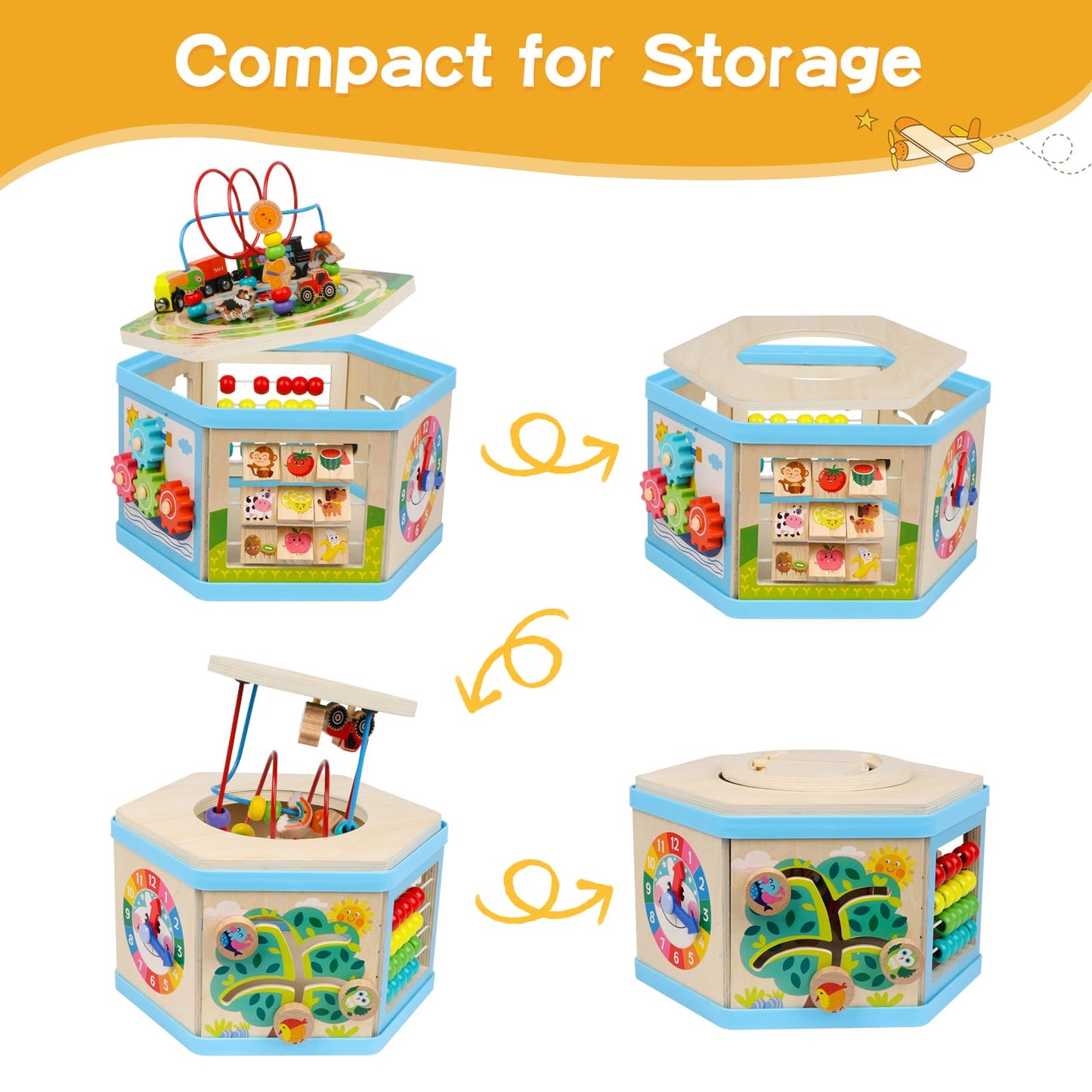 Wooden Activity Cube 9-in-1 Montessori Toys for 1+ Year Old Boys Girls Educational Learning Toys for Toddlers Age 1-2 One Year Old First Birthday Gift