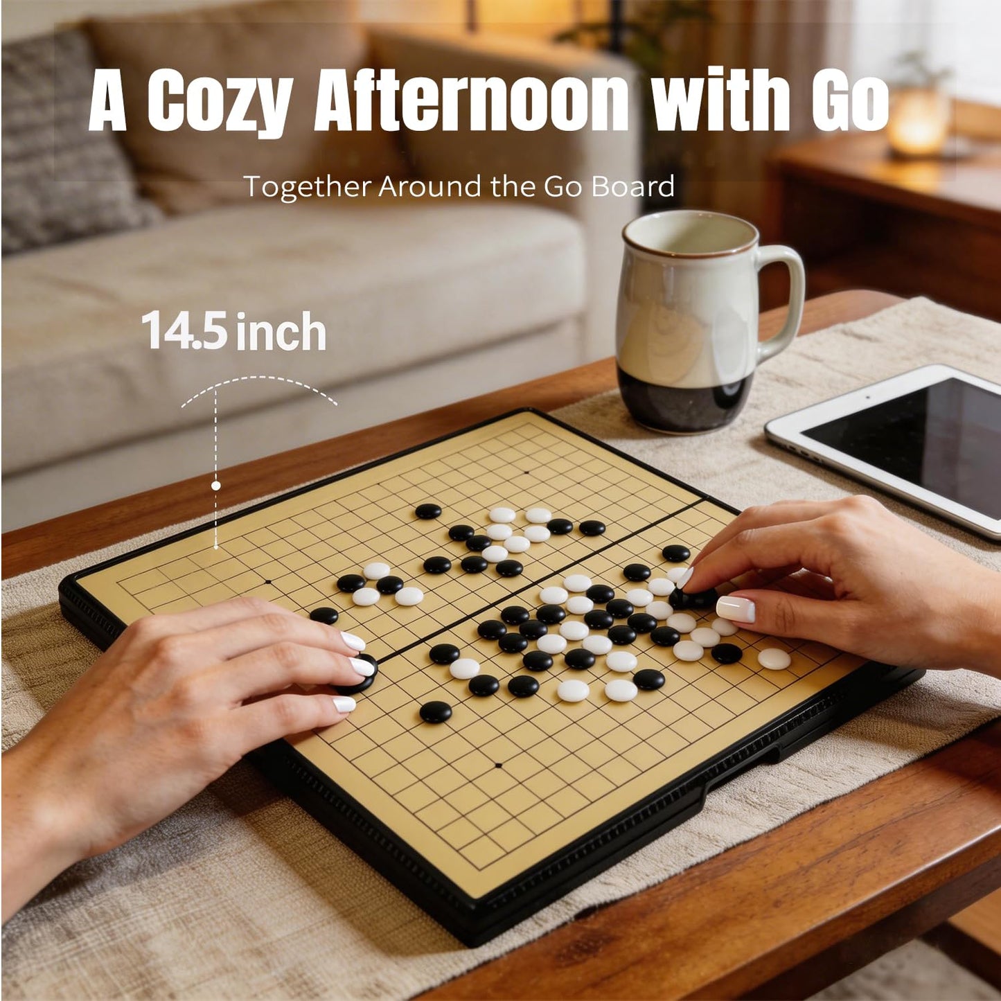Luoyer 11 inch Go Game Set Magnetic Folding Board Game Portable Traditional Chinese Weiqi Set with Magnetic Stones for Adults Travel Gomoku