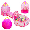 LOJETON 3pc Princess Fairy Tale Kids Play Tent, Oval Crawl Tunnel, Ball Pit for Toddlers, Indoor Outdoor Playhouse Castle Toys, Baby Boys Girls for 3