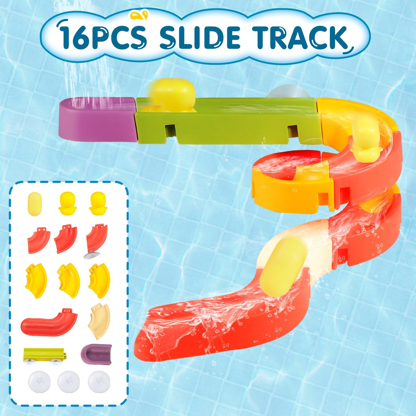 Bath Toys for Kids Ages 3-5, Bathtub Toy with Slide Track and Shower Head, Fishing Floating Toy with No Hole Dinosaur, Bathtub Toys for Kids Ages 4-8