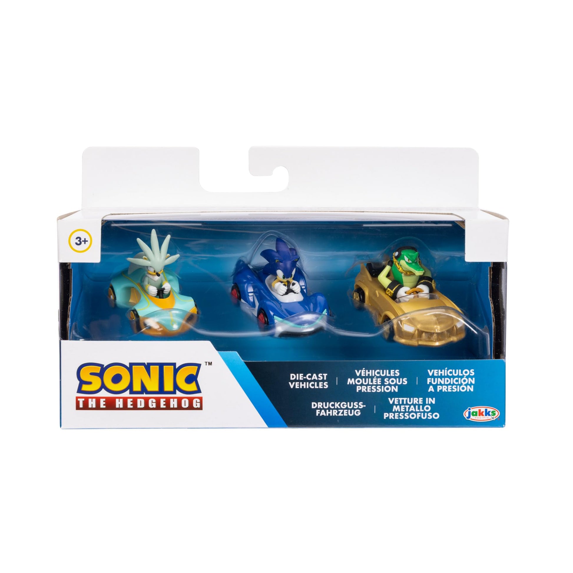 JAKKS Pacific Sonic The Hedgehog 1:64 Die-Cast Collectible Vehicles from the Team Sonic Racing Game! 3-Pack Toy Cars from Wave #8 - Officially