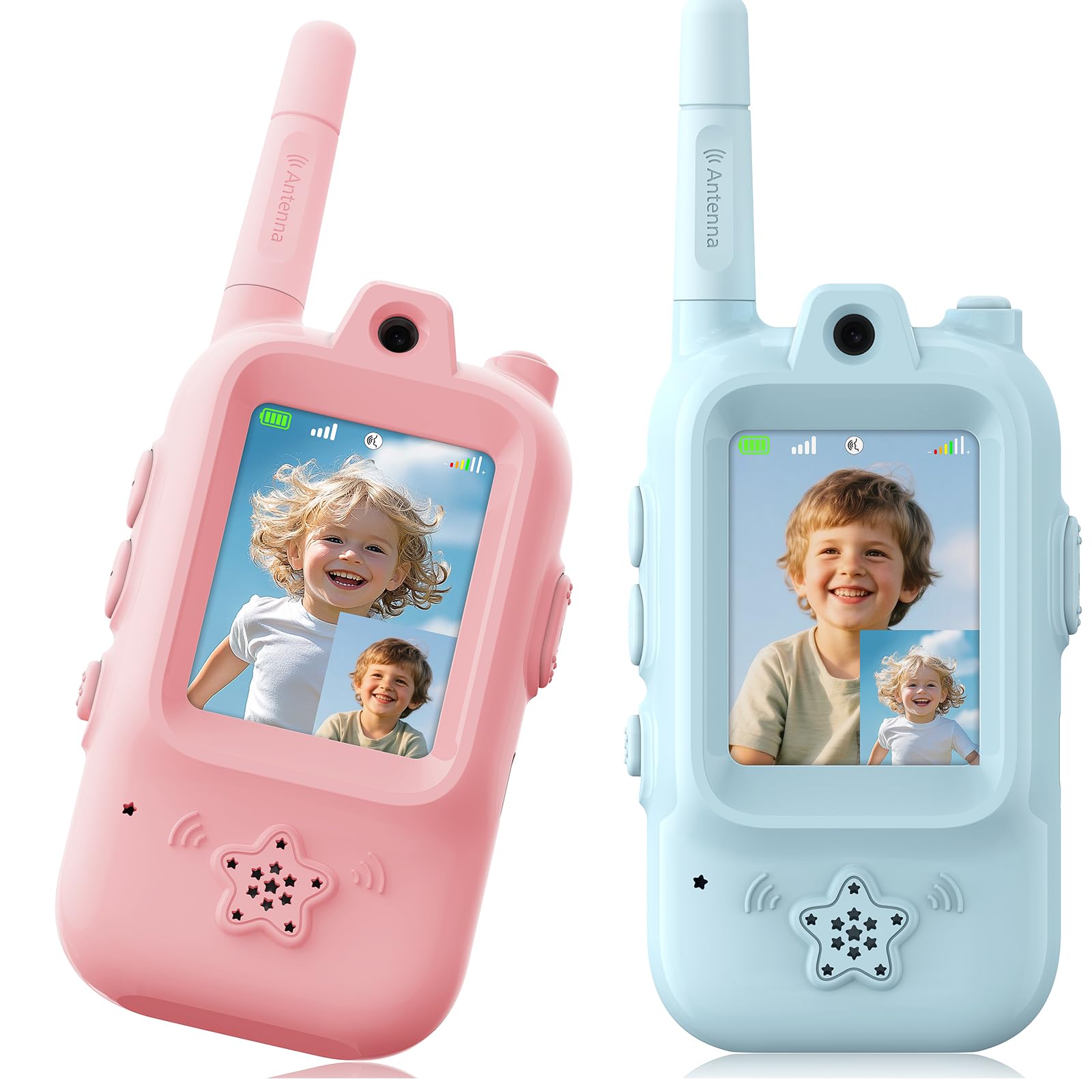 Video Walkie Talkies for Kids, Handheld 2 Pack Rechargeable Video Intercom Kids Walkies Talkies, Indoor Outdoor Toys for Family Games, Outside