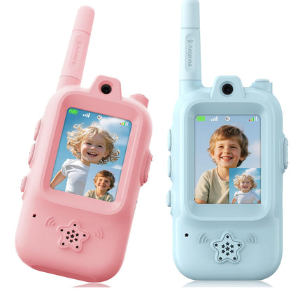 Video Walkie Talkies for Kids, Handheld 2 Pack Rechargeable Video Intercom Kids Walkies Talkies, Indoor Outdoor Toys for Family Games, Outside