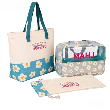 GLINTASY 3 Pcs Mahjong Bag Set Thickened Canvas with Lining, Mahjong Tiles Bag Waterproof with Zipper, Carring Case Travel-Friendly, 18” Rack & Pusher