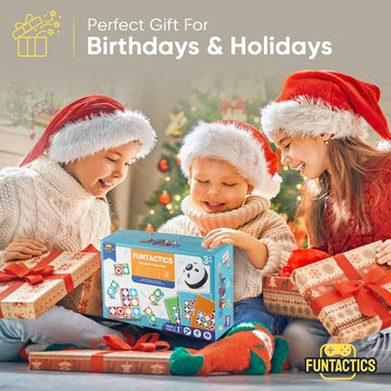 Funtactics Wooden Block Matching Puzzle Game with Victory Bell Pattern Recognition Board Game for Kids Ages 3+ & Adults | 5 Players 5 Difficulty