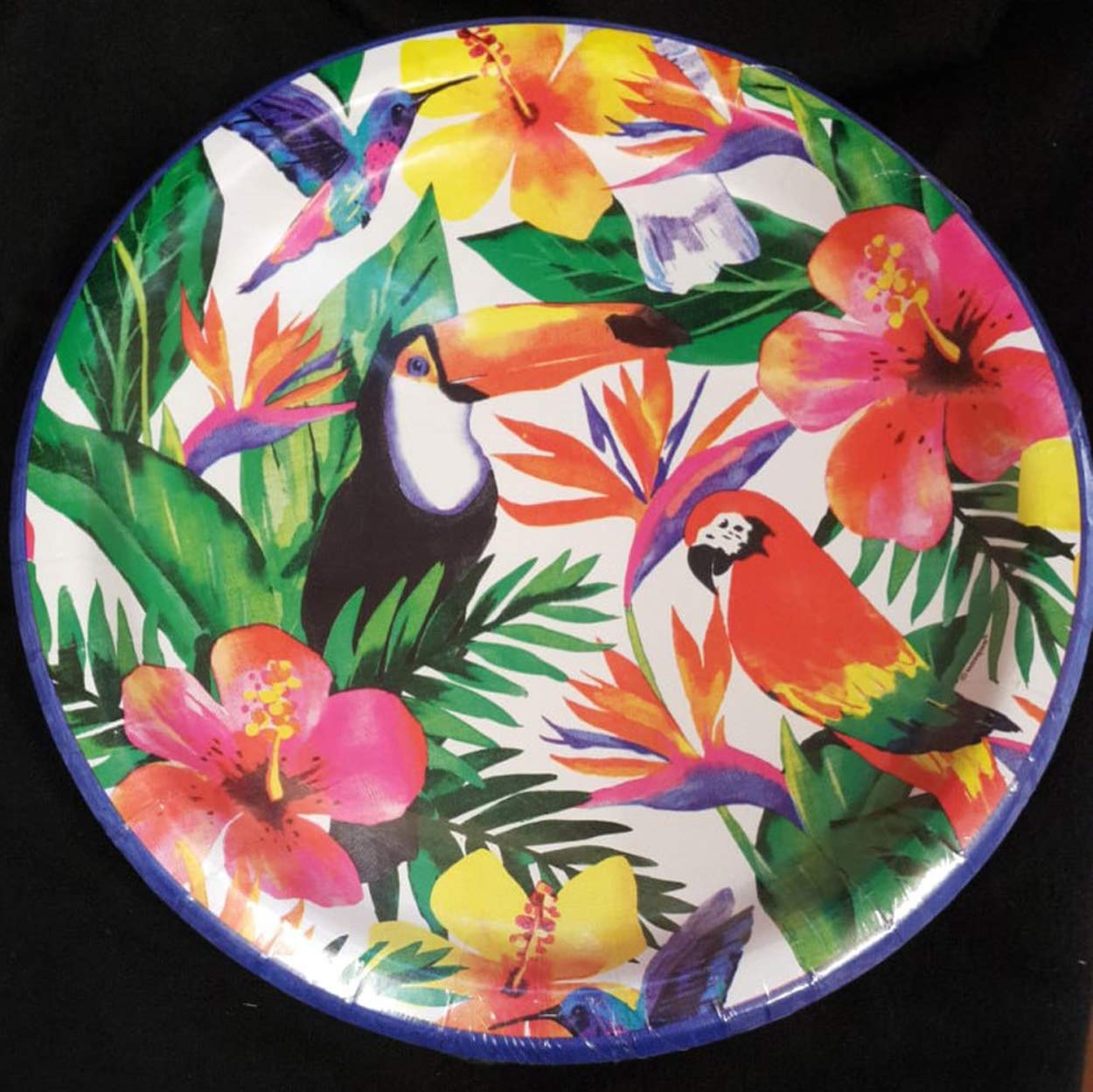 Palm Tropical Round Dinner Paper Plates - 9" (Pack of 8) - Stylish Tropical Tableware, Perfect for Luau, Tiki, Hawaiian, Pool, and Cocktail Parties