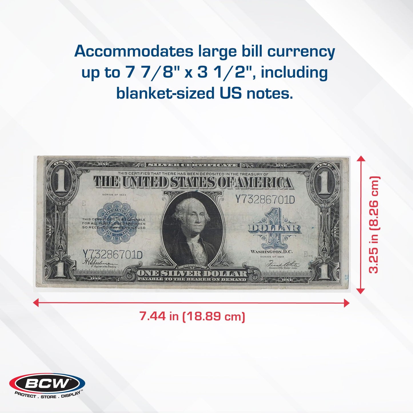 BCW Large Bill Currency Sleeves - 100-Pack | Acid-Free, Archival Safe Polypropylene Sleeves for Collectible Currency | Clear Money Protectors for