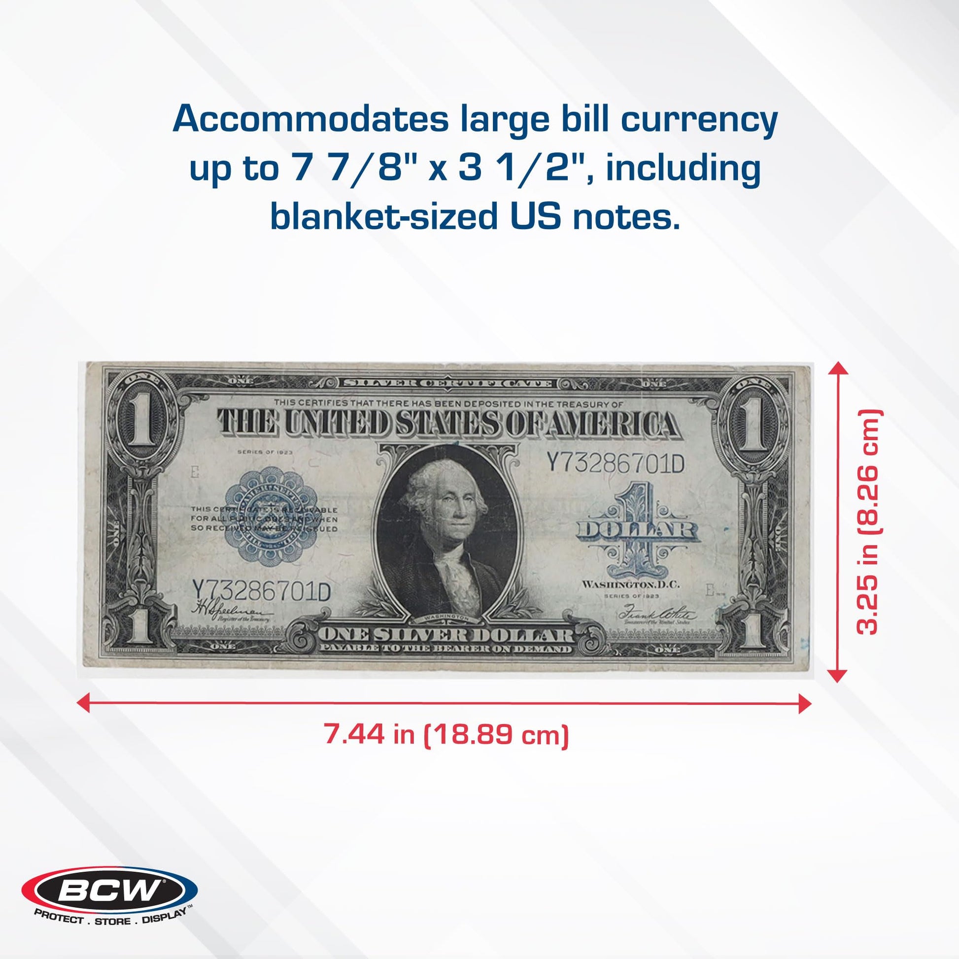 BCW Large Bill Currency Sleeves - 100-Pack | Acid-Free, Archival Safe Polypropylene Sleeves for Collectible Currency | Clear Money Protectors for