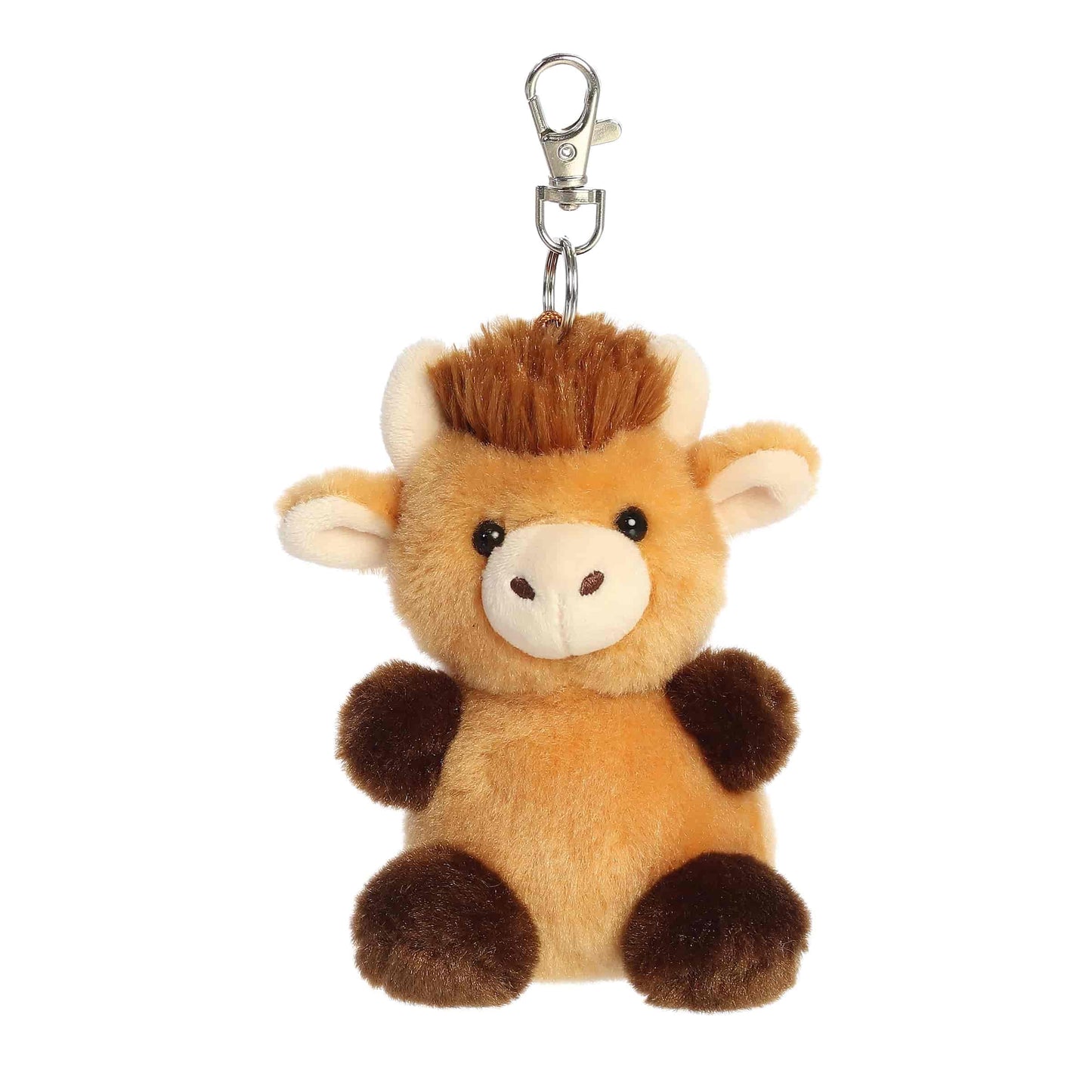 Aurora® Adorable Palm Pals™ Hubert Highland Cow™ Clip-On - Fun Collectible Plush for Kids and Adult Collectors - Perfect for Decorating Rooms