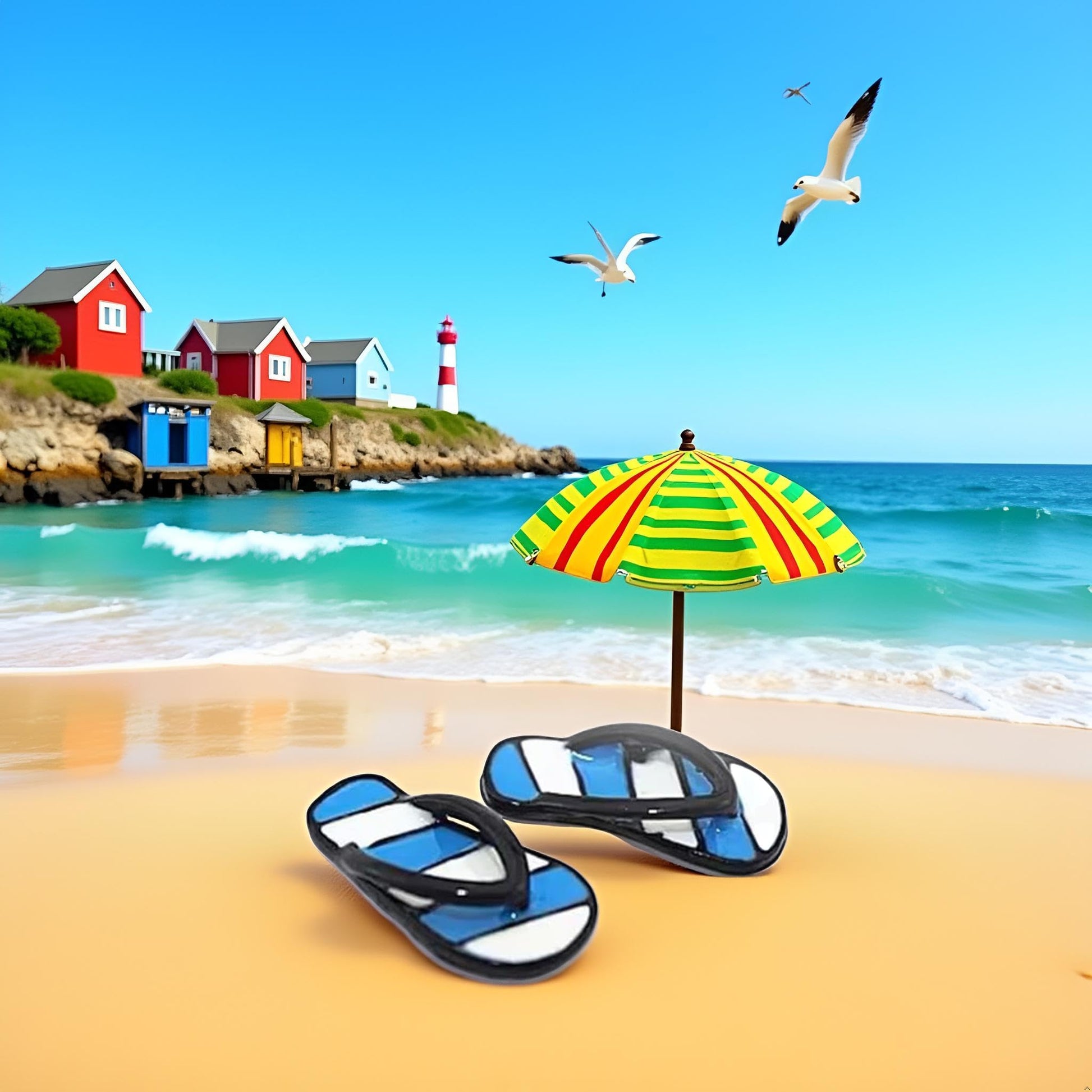 1Pair Blue 1/12 Miniature Beach Flip Flops Dollhouse Decoration Accessories, Miniature Dollhouse Accessories Miniature Flip Flops (0.9x0.5x0.4 inch)