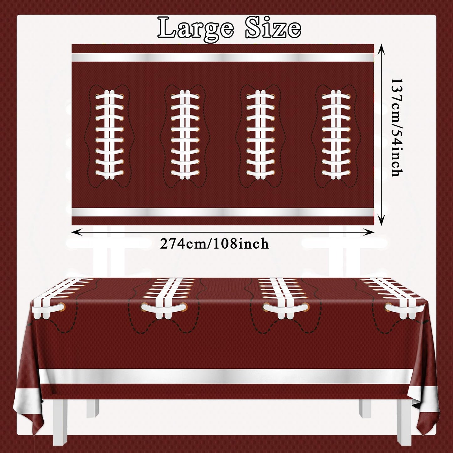 Pymurod Football Party Decorations Tablecloth Disposable Plastic Touchdown Table Cover Game Day Tailgate Decorations Football Themed Birthday Party