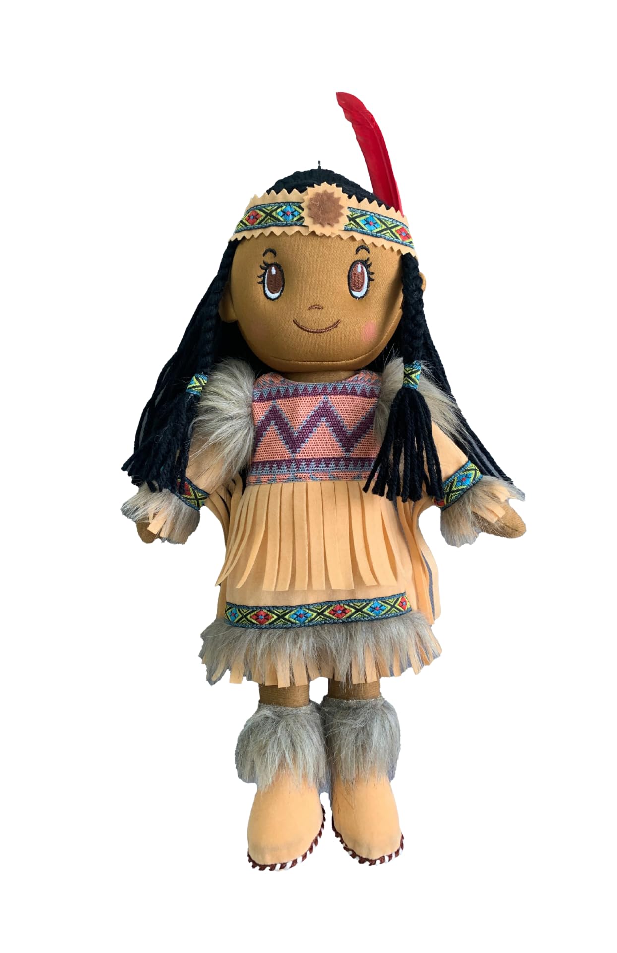 Kinnex Collections 14" Native American Indian Plush Rag Doll - DF14003 (Brown-Nizhoni)