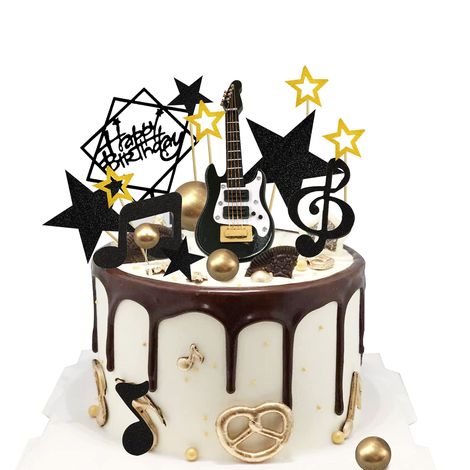 24PCS Guitar Cake Toppers Music Note Birthday Cake Toppers 1:12 Guitar Model Decorations For Musician Party Birthday party Rock Theme Party