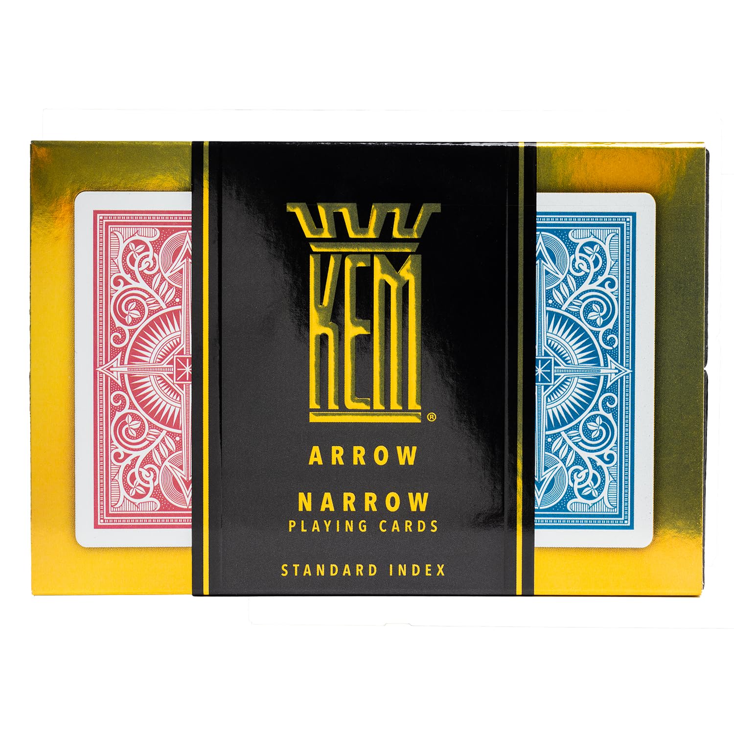 KEM Arrow Red and Blue Plastic Playing Cards, Standard Index, Bridge Size, Premium, Casino Grade Poker, 2 Decks