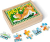 Melissa & Doug 4‑in‑1 Wooden Pets Jigsaw Puzzle Set, 48 Pieces with Storage Box, Toddler Puzzle Toy for Kids Ages 3+ - FSC Certified
