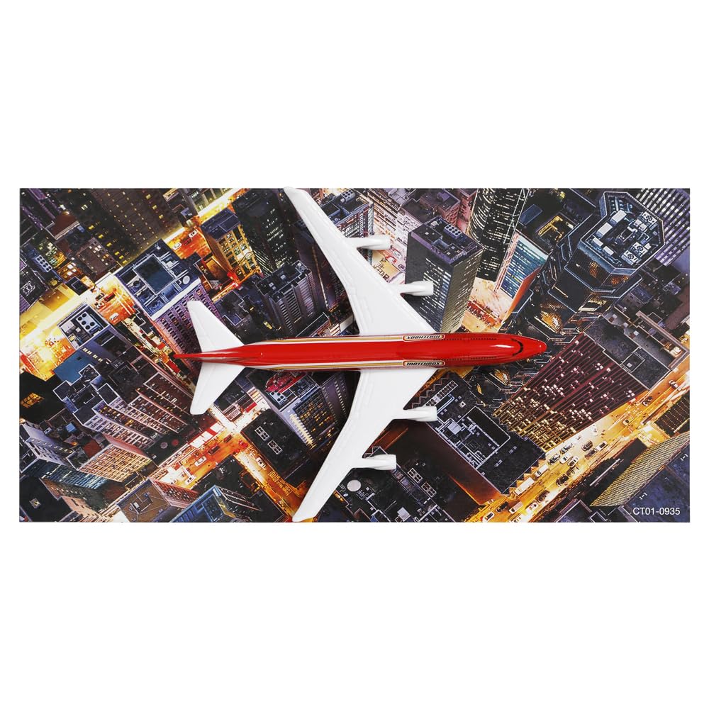 Matchbox Collectible Die-Cast Metal Sky Busters Inspired by Boeing 747-400 Airplane - HVM44 ~ White and Red Passenger Jet Plane ~ Includes Playmat