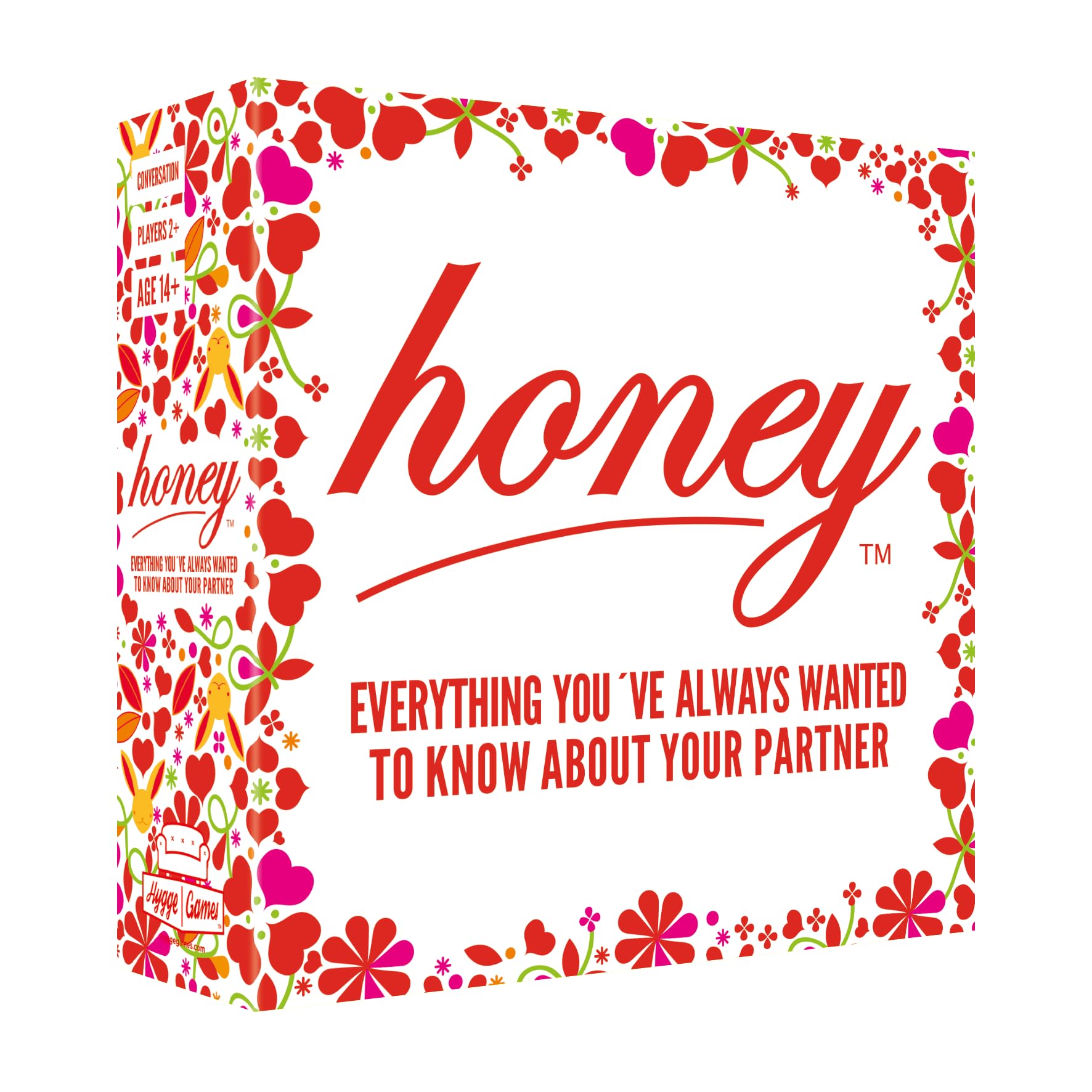 Hygge Games Honey - Everything You´ve Always Wanted to Know About Your Partner - Fun Conversation for Couples, red