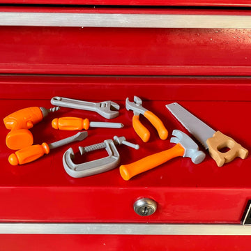 Safari Ltd. Handy Tools TOOB - 8 Mini Figurines Including Vice, Drill, Screwdrivers, Wrench, Pliers, Saw, and Hammer - Educational Toy Figure Set