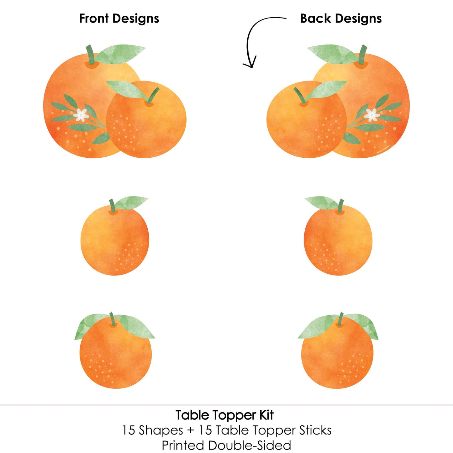 Big Dot of Happiness Little Cutie Clementine - Orange Citrus Baby Shower or Birthday Party Centerpiece Sticks - Table Toppers - Set of 15