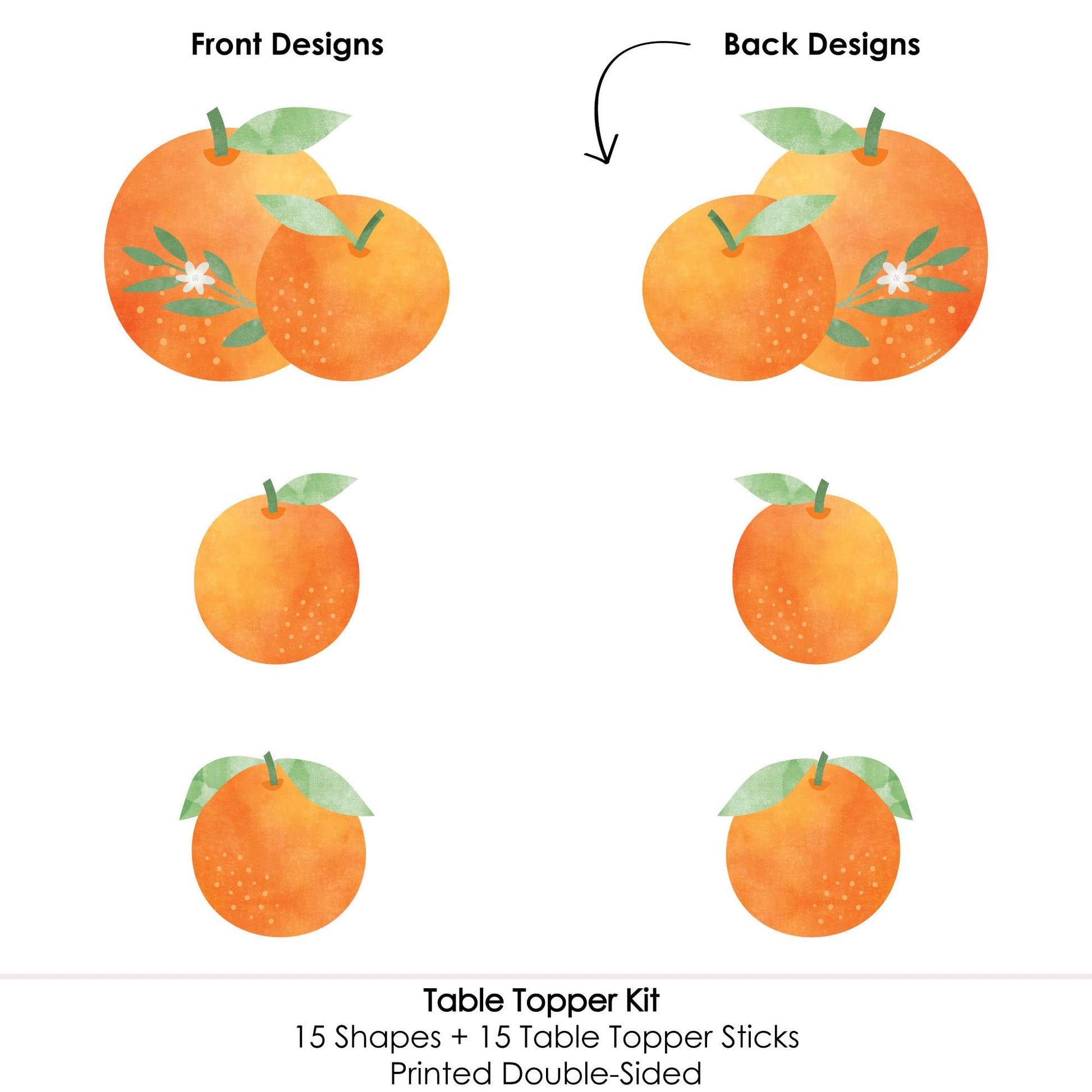 Big Dot of Happiness Little Cutie Clementine - Orange Citrus Baby Shower or Birthday Party Centerpiece Sticks - Table Toppers - Set of 15