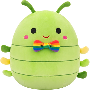 Squishmallows Original 8in Cortez the Green Caterpillar with Rainbow Bowtie - Official Jazwares Plush (Little)