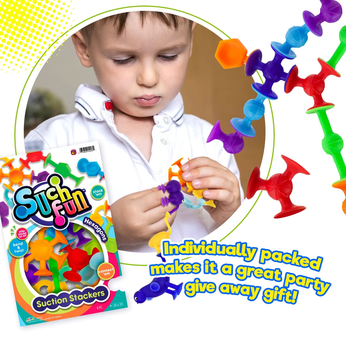JA-RU Suction Cup Toys (2 Pack, 9pcs. Each) Suction Bath Toys for Kids | Fine Motor Skills Toys, Sensory Bin Filler | Travel Pack, Party Favors