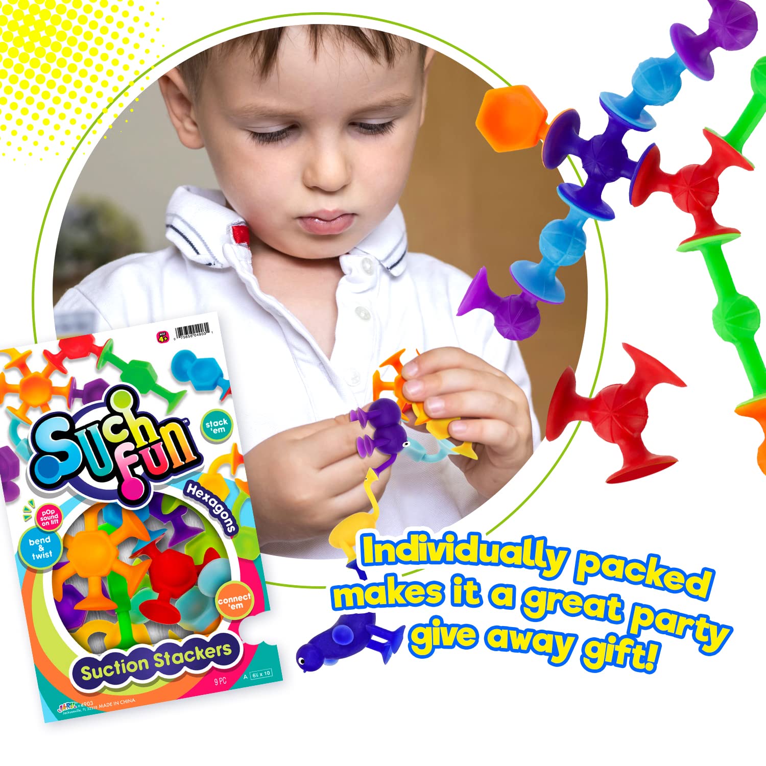 JA-RU Suction Cup Toys (2 Pack, 9pcs. Each) Suction Bath Toys for Kids | Fine Motor Skills Toys, Sensory Bin Filler | Travel Pack, Party Favors