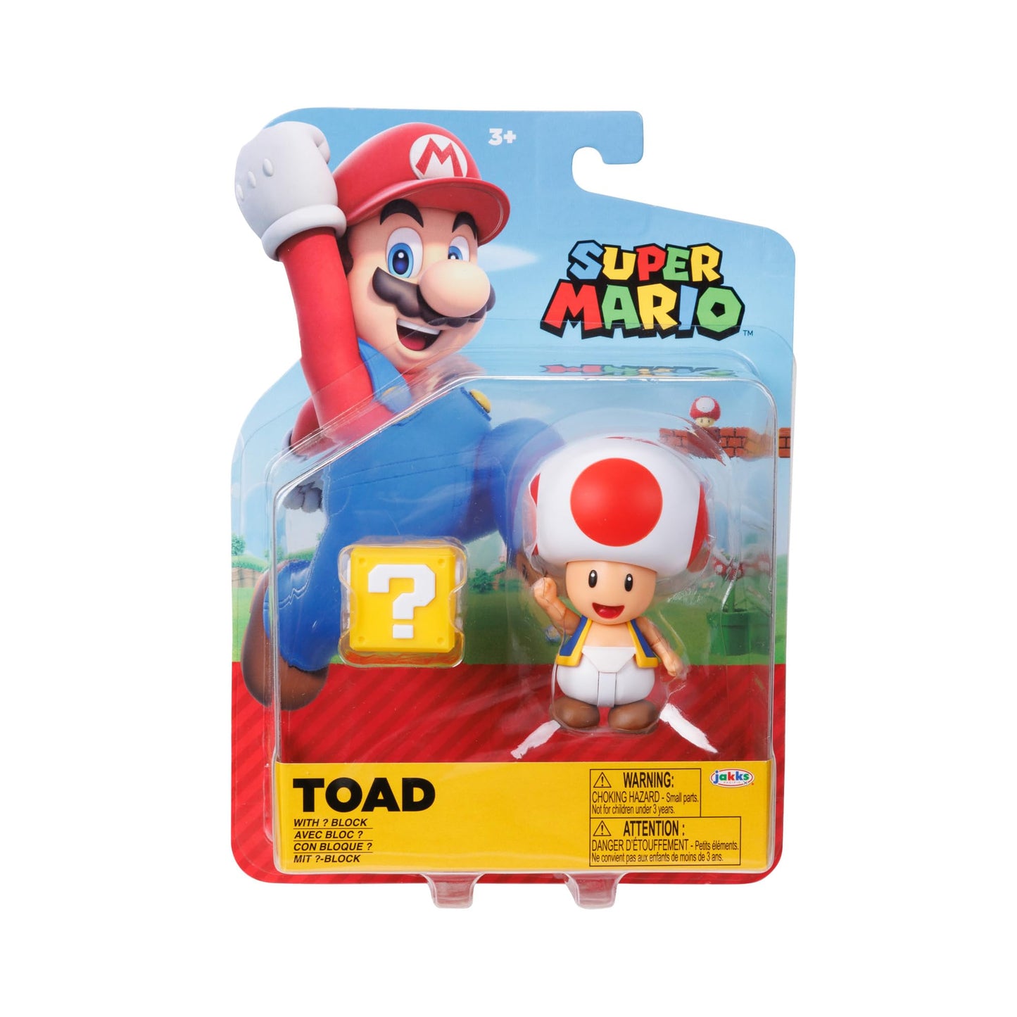 Super Mario 4" Action Figures Red Toad with Question Block