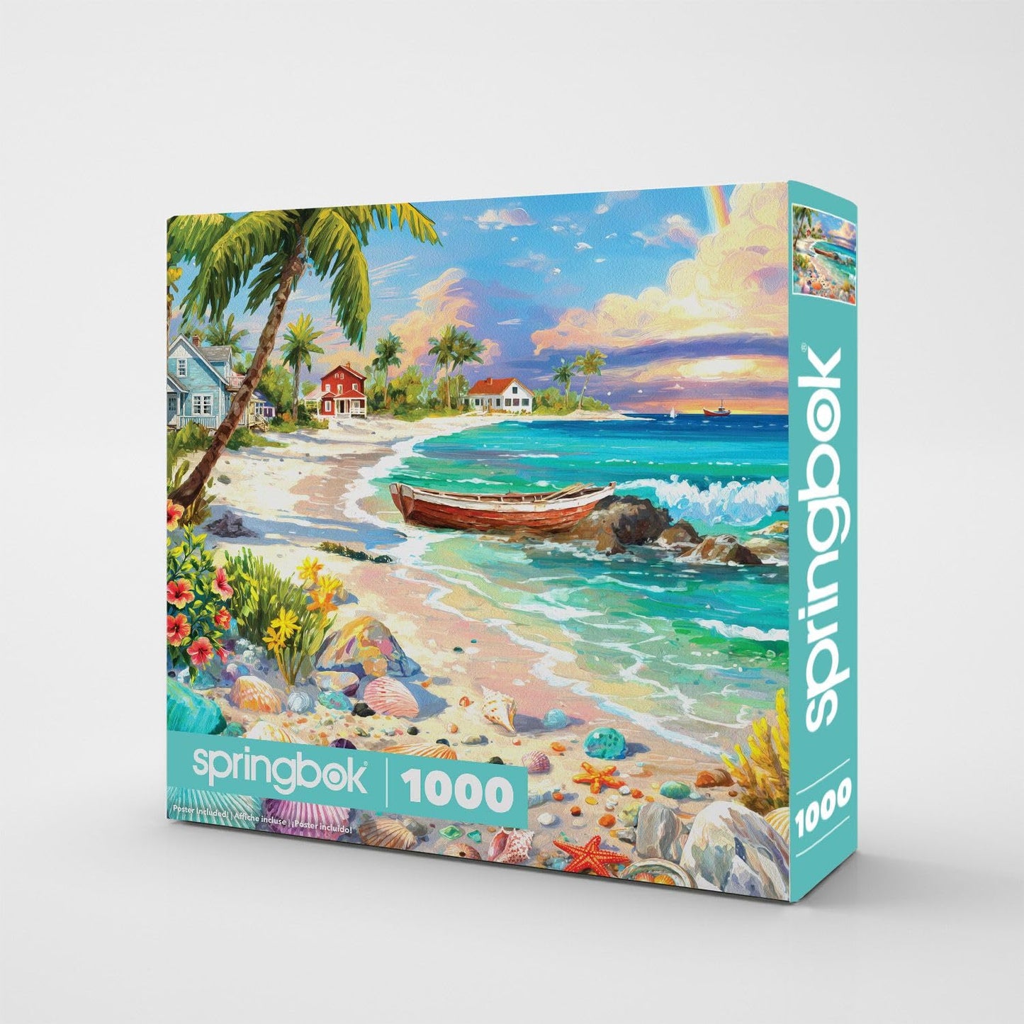 Springbok Seashell Shore 1000 Piece Jigsaw Puzzle for Adults - Tropical Beach Scene - Poster Included - Unique Cut Pieces - Made in USA