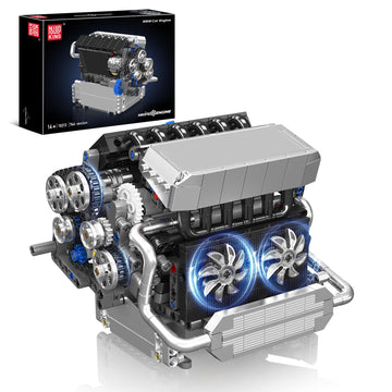 Mould King 10213 Car Engine Building Sets, Intelligent Chip Drive Engine Model Kit that Runs, Build Your Own STEM V8 Engine Model Toys for Adults