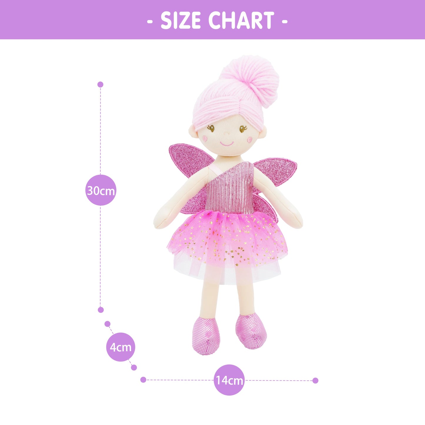 June Garden 12" Enchanted Garden Fairy Doll Elida - Plush Stuffed Soft Doll Girl Gift - Pink Outfit and Wings