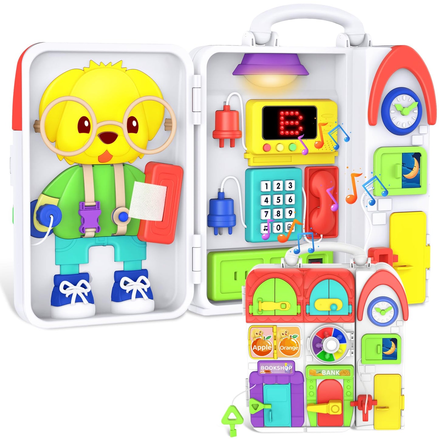 Toddler Toys for 1-2 Year Old Boy, Musical Montessori Busy Board, Early Educational Toy for Toddlers 1-3, Motor Skills Developmental Toy for 12-18