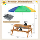 ARLIME Sand and Water Table - 3-in-1 Kids Picnic Table with Height Adjustable Umbrella, Removable Table Top & 2 Detachable Game Boxes, Water Play