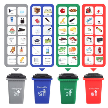 Garbage Truck Toy Vehicles Playset w/Play Mat,Friction Powered Sanitation Truck/Dump Truck/Tipper/Water Tanker,8 Pcs Signposts,6 Pcs Mini Engineer