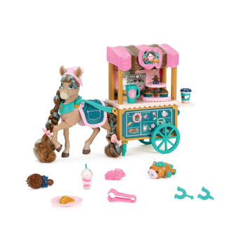Wild Manes Horse Toys - Cocoa’s Bakery Café Cart Playset with Cocoa Horse Doll, Pastry & Drink Accessories, Brush & Stuffed Animal