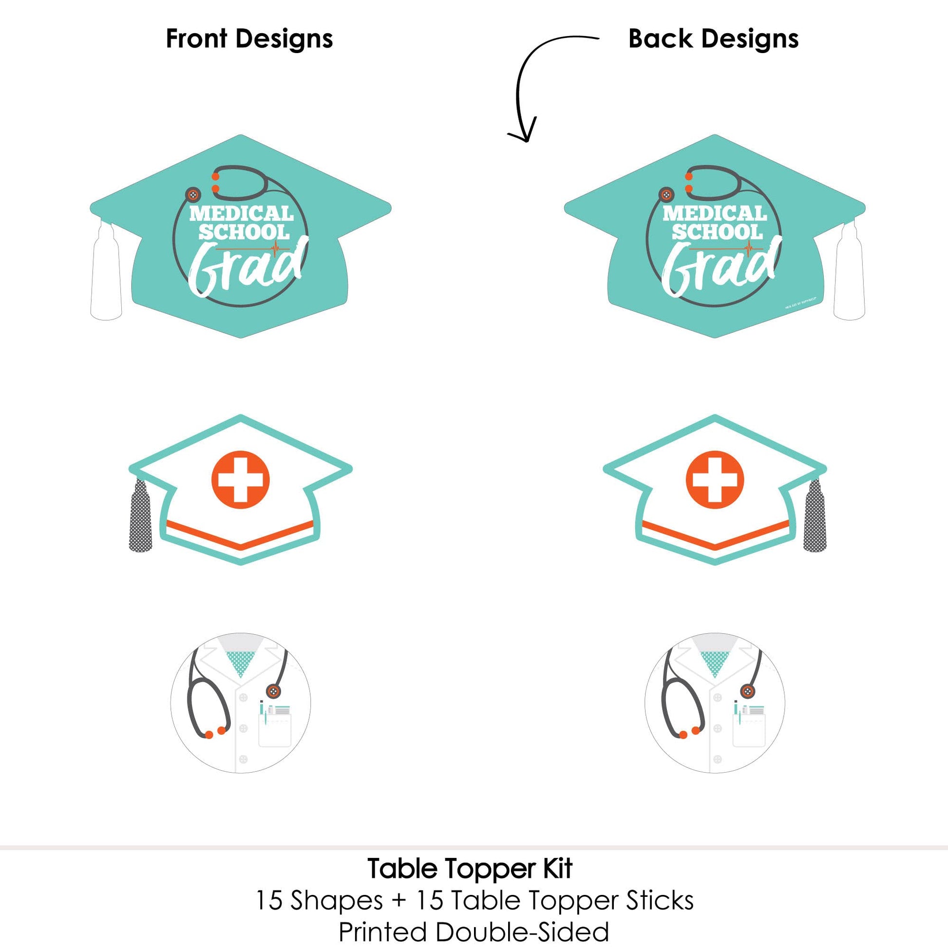 Big Dot of Happiness Medical School Grad - Doctor Graduation Party Centerpiece Sticks - Table Toppers - Set of 15