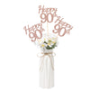 Happy 90th Birthday Centerpiece for Table, Double-Sided Glitter Party Decorations, Fabulous Table Toppers for Anniversary (Rose Gold, 10 Pack)
