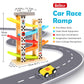 Belleur Montessori Toy for 1-3 Years Old Boys and Girls, Kid Race Track Car for Toddlers with 5 Mini Cars & 5 Ramps, Wooden Montessori Car Ramp Toy