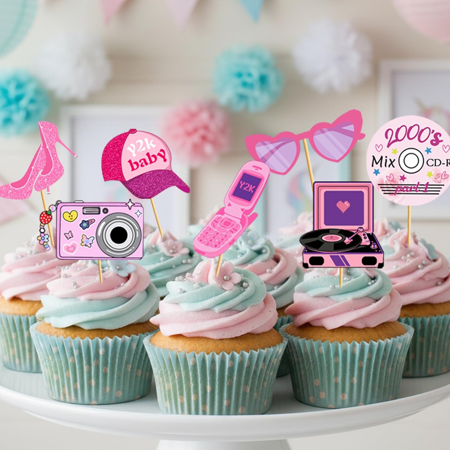Y2k Party Decorations: Y2k Birthday Decorations 2000s Party Decorations Early 2000s Decor 00's Cupcake Toppers
