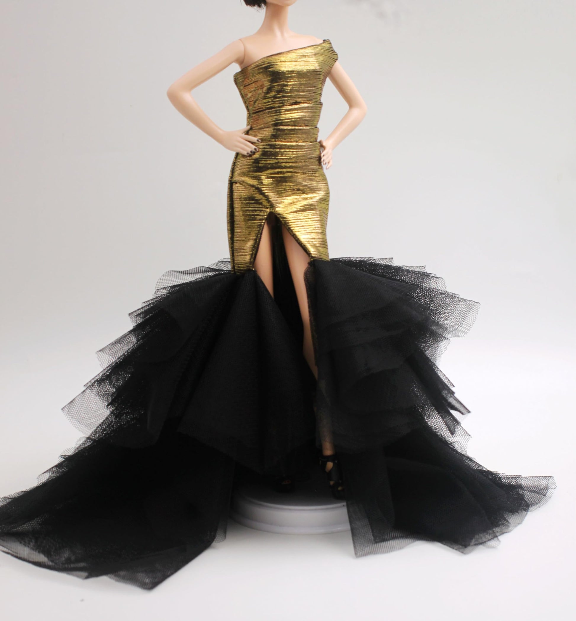 Cora Gu Handmade Golden Dress Fit for 12 inch Doll and Doll Not Included