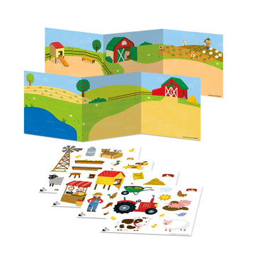 Peaceable Kingdom Reusable Sticker Totes: On The Farm - 2 Sticker Scenes & 50 Reusable Cling Stickers in a Carry Tote - Great for Trips, Errands & on